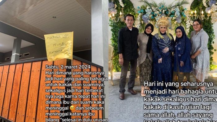 Viral pengantin wanita duduk sendirian di pelaminan, suami sibuk urus jenazah ibu yang meninggal di hari pernikahan. 