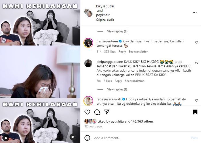 Keguguran hingga Angkat Ovarium Kiri Karena Kista, Kiky Saputri Tuai Dukungan Rekan Artis