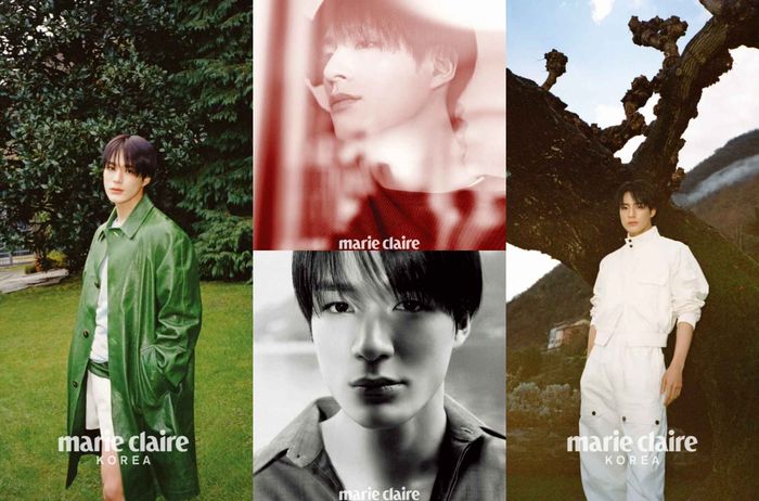Jeno NCT pada pemotretan untuk majalah Marie Claire Korea bulan April.