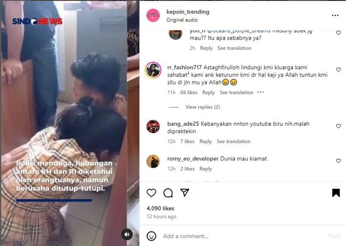 Pertemuan KH dan R, kakak adik yang inses