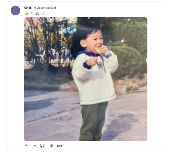 Chen EXO membagikan foto dirinya lewat channel YouTube pribadinya