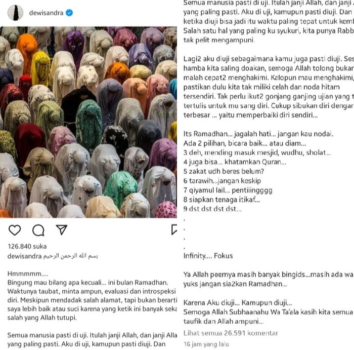 Unggahan Dewi Sandra yang menjadi pelampiasan salah lapak netizen
