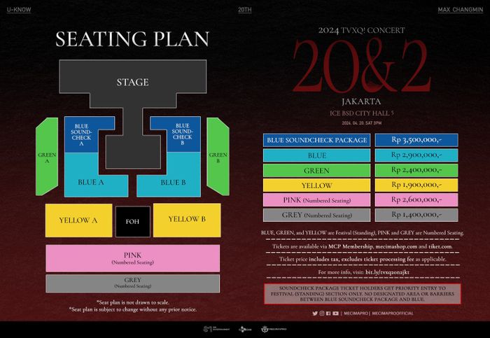 Seatplan dan harga tiket konser TVXQ di Jakarta