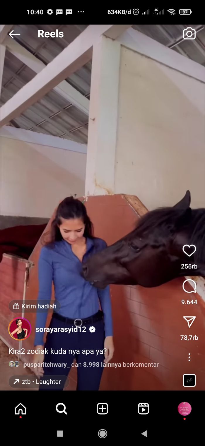 Kocak! Soraya Rasyid Bagikan Video Ketika Payudaranya Dicaplok Kuda Hitam