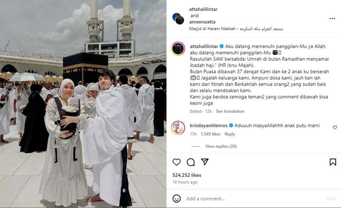 Atta Halilintar bersama keluarga jalani umrah di bulan Ramadan