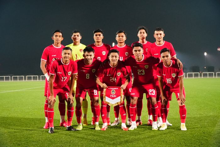 Skuad Timnas U-23 Indonesia saat beruji coba lawan Arab Saudi pada Jumat (5/4/2024) malam WIB di The Stevens Stadium, Dubai, Uni Emirat Arab