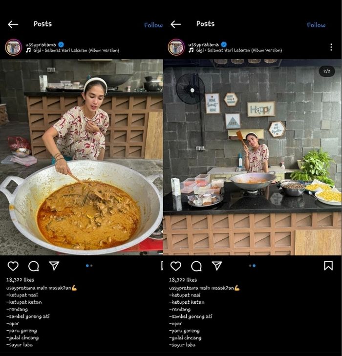 Unggahan Ussy Sulistyawati aslik masak-masak untuk Lebaran 2024