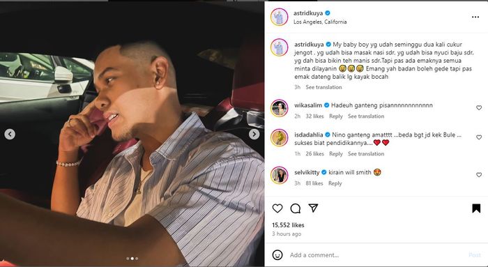 Astrid Kuya Ungkap Perubahan Sikap Nino Kuya, Rekan Artis Salfok ke Penampilan Terbaru Anak Bungsu Uya