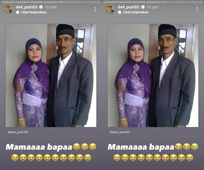 Unggahan Putri Isnari yang mengisyaratkan kerinduan pada kedua orang tuanya jelang pernikahan.