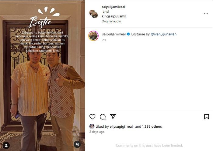 Sempat Kena Hujat Bersama Gegara Becandain Pelecehan Seksual, Saipul Jamil Posting Kalimat Ini Untuk Ivan Gunawan