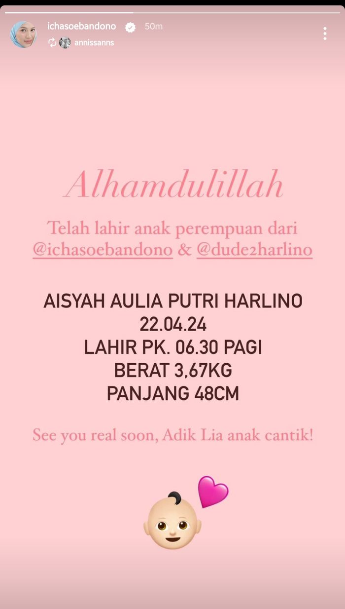 Alyssa Soebandono dan Dude Harlino resmi dikaruniai anak ketiga.