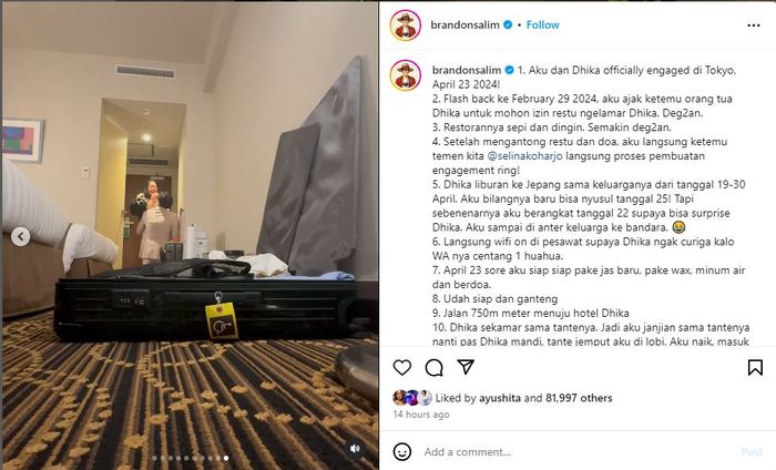 Brandon Salim Lamar Kekasih di Tokyo, sang Artis Niat Dandan Ala Cowok Ghibli Demi Ajak Nikah sang Pacar, Begini Momennya!