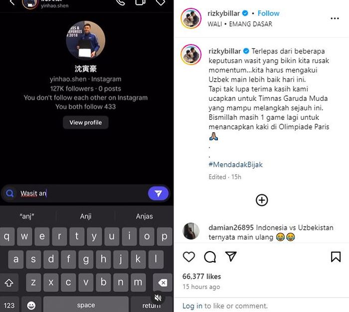 Postingan Rizky Billar