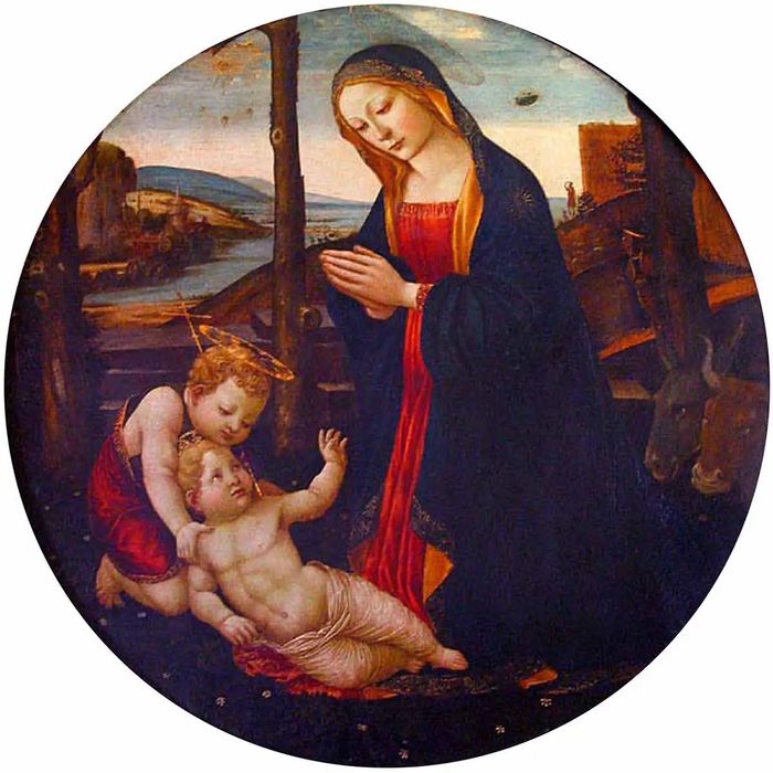 The Madonna with Saint Giovannino yang dianggap karya Domenico Ghirlandaio, sekitar tahun 1400-an.