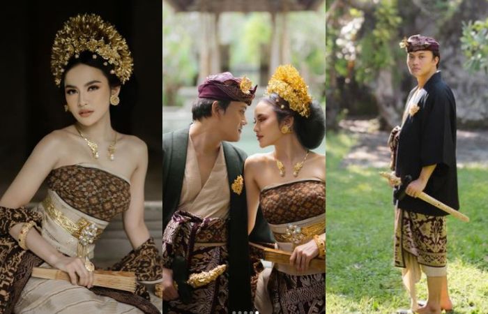 Serasinya Rizky Febian dan Mahalini mengenakan pakaian adat Bali dalam prewedding