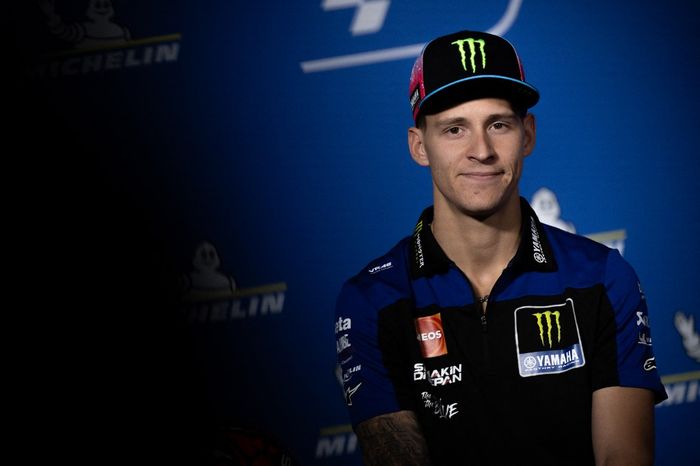 Pembalap Monster Energy Yamaha, Fabio Quartararo, pada konferensi pers jelang MotoGP Prancis 2024, Kamis (9/5/2024).