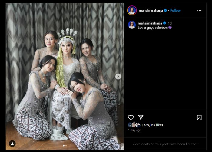 Mahalini pilih tutup kolom komentar saat unggah foto bersama para bridesmaids