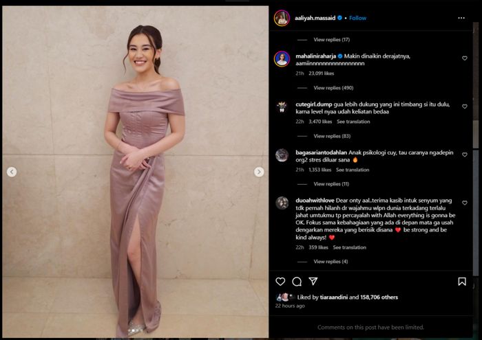 Mahalini beri komentar usai Aaliyah Massaid mendapat banyak hujatan