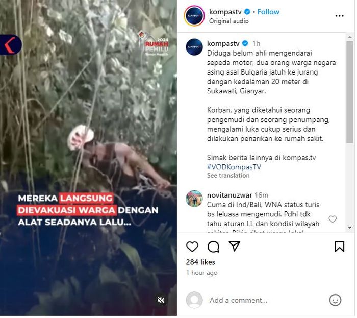 Dua WNA jatuh ke jurang saat mengendarai sepeda motor di Gianyar Bali