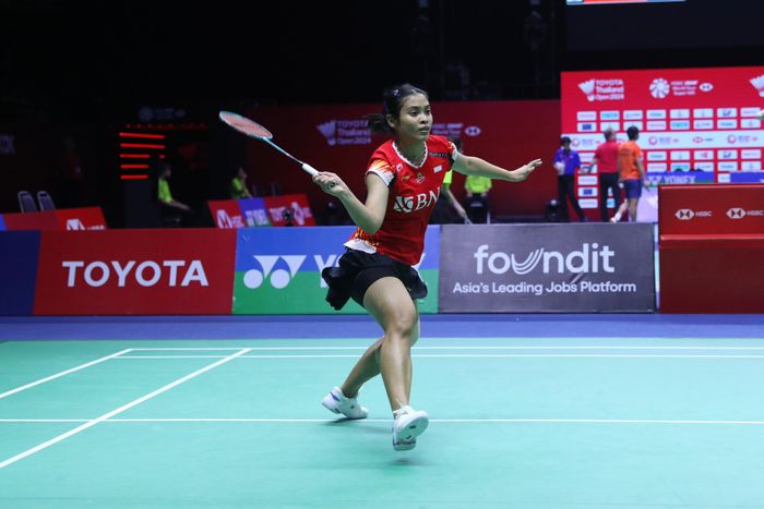 Tunggal putri Indonesia, Gregoria Mariska Tunjung berhasil melaju ke perempat final Thailand Open 2024, Kamis (16/5/2024)