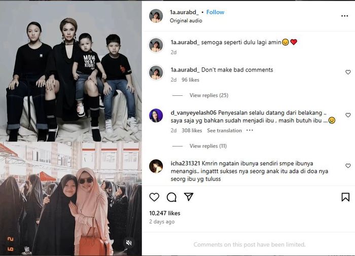Lolly membagikan foto lawas dirinya dan sang ibunda Nikita Mirzani