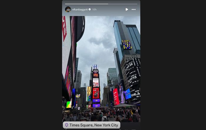 Unggahan Instastory Elkan Baggott yang sedang beribur di New York, Amerika, pada Selasa (28/5/2024).