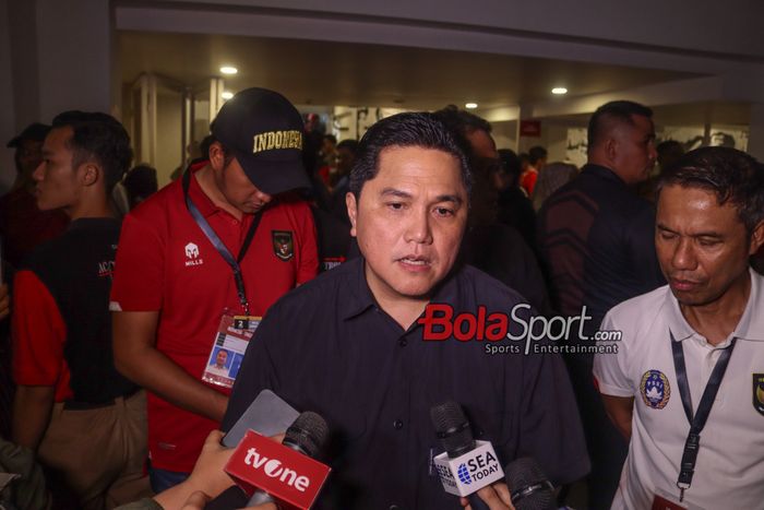 Ketua Umum PSSI, Erick Thohir, saat ditemui di Stadion Madya, Senayan, Jakarta, Minggu (2/6/2024).