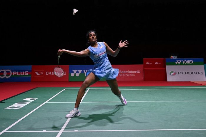 Pebulu tangkis tunggal putri India, Pusarla Venkata Sindhu, pada final Malaysia Masters 2024 di Axiata Arena, 26 Mei 2024.