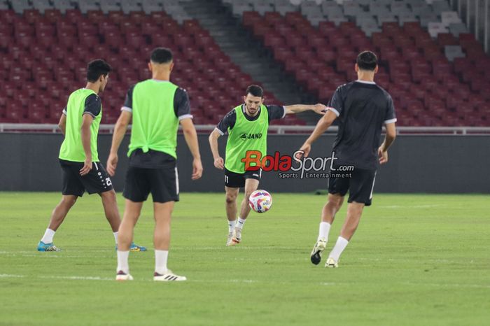 Suasana latihan timnas Irak di Stadion Utama Gelora Bung Karno, Senayan, Jakarta, Rabu (5/6/2024).