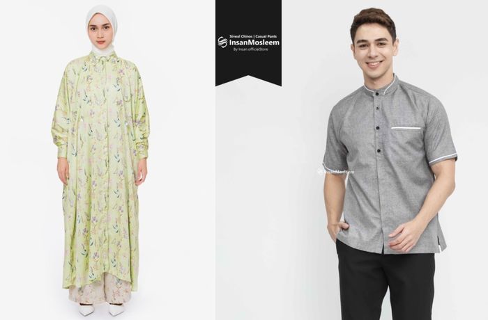 (kiri) Jenna &amp; Kaia - Dress, (kanan) Insan Mosleem Official - Baju Koko