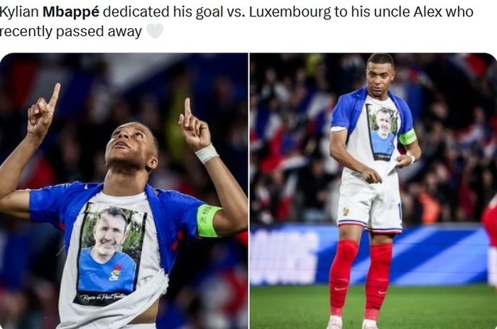 Selebrasi Kylain Mbappe usain menjebol gawang Luksemburg.