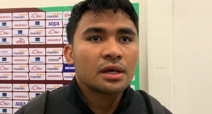 Kapten timnas Indonesia, Asnawi Mangkualam saat ditemui seusai laga kontra Filipina di Stadion Utama Gelora Bung Karno (SUGBK), Senayan, Jakarta Pusat, Selasa (11/6/2024).