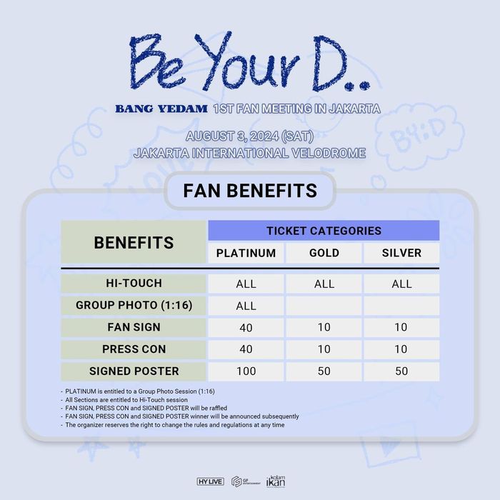 Benefit fan meeting Bang Yedam di Jakarta yang akan digelar pada 3 Agustus 2024