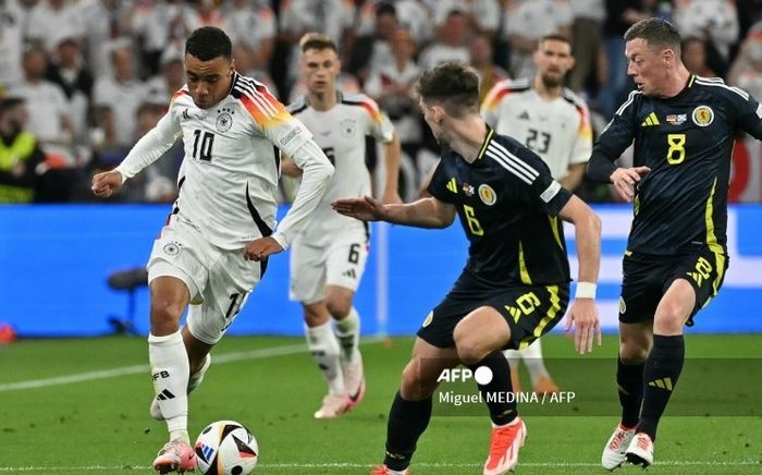 Gelandang serang Bayern Muenchen, Jamal Musiala, tampil sebagai starter saat menghadapi Skotlandia pada laga pembuka Grup A Euro 2024, Jumat (14/6/2024) atau Sabtu dini hari WIB.