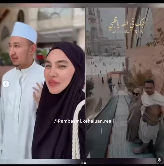 Kartika Putri dan sang suami saat naik haji 