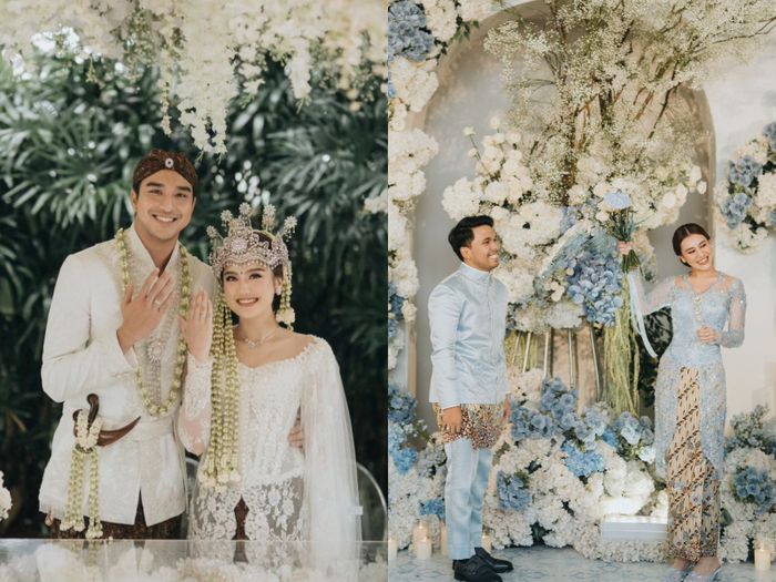 (1) Foto pernikahan Salshabilla Adriani dan Ibrahim Rasyid, (2) Pertunangan Aaliyah Massaid dan Thariq Halilintar.