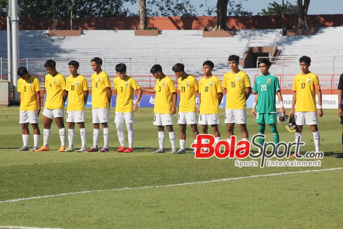 Skuad Timor Leste U-19 saat berlaga di ASEAN CUP U-19 di Stadion 10 November, Surabaya, Jawa Timur, Senin (22/7/2024) sore. 