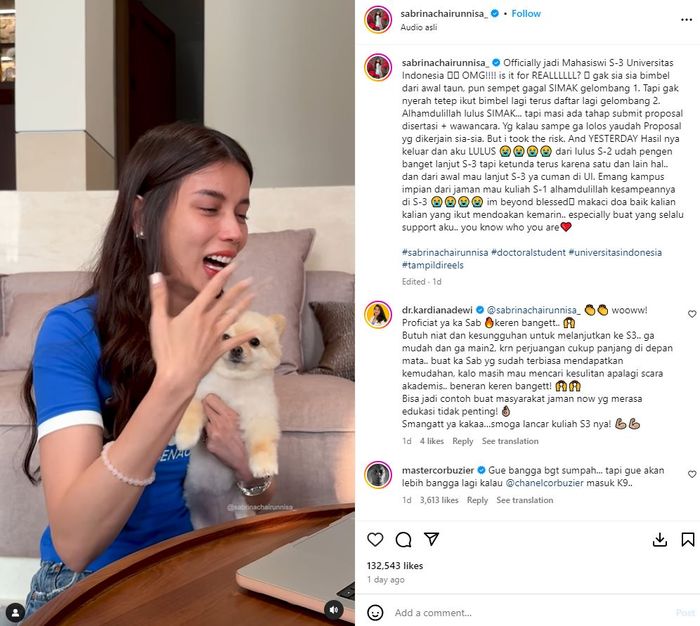 Unggahan Sabrina Chairunnisa