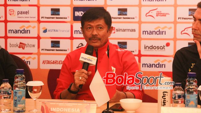 Pelatih Timnas U-19 Indonesia, Indra Sjafri pada sesi konferensi pers sebelum semifinal ASEAN Cup U-19 2024, Jumat (26/7/2024) malam WIB