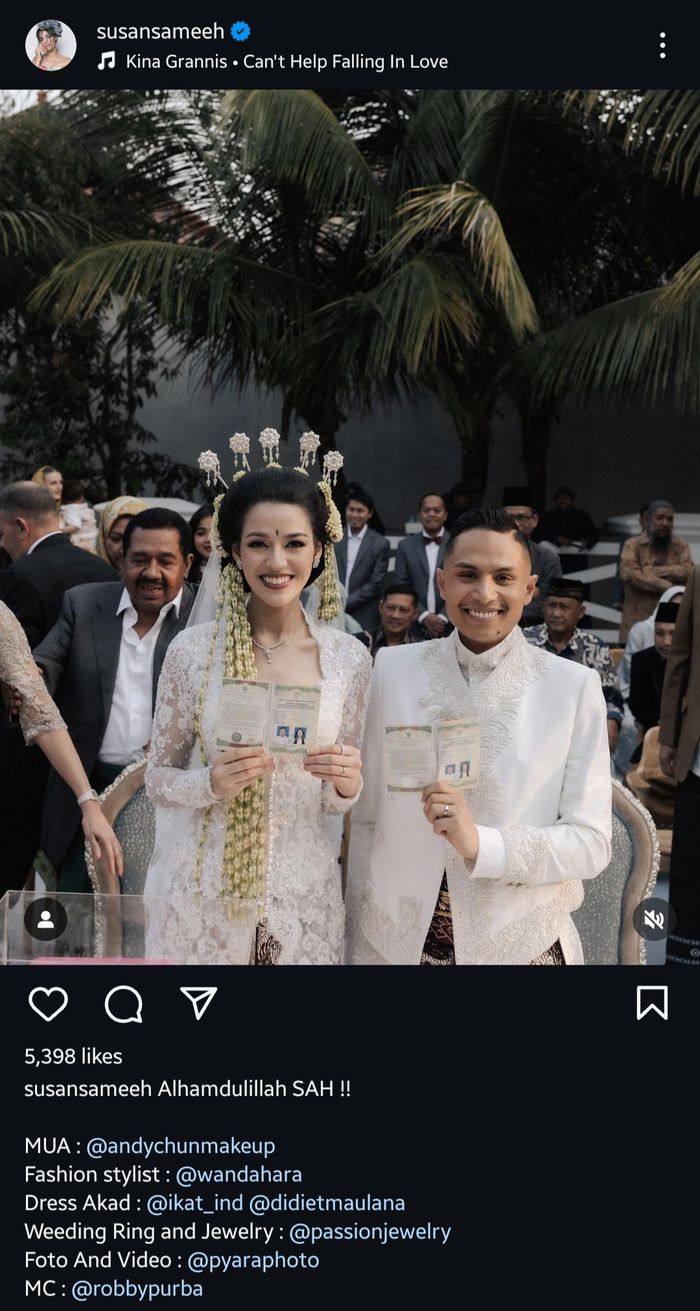 Susan Sameh resmi menikah dengan Klaid Atamimi