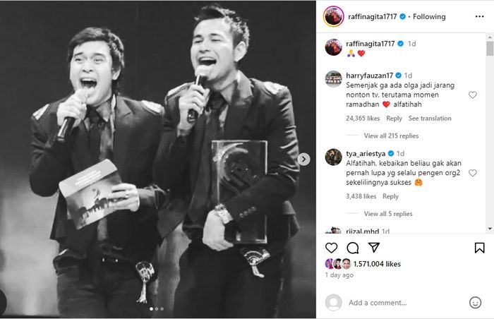 Raffi Ahmad bagikan potret lawas dirinya dan mendiang Olga Syahputra.