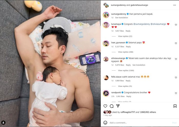 Denny Sumargo bagikan momen dirinya pertama kali menjadi ayah.