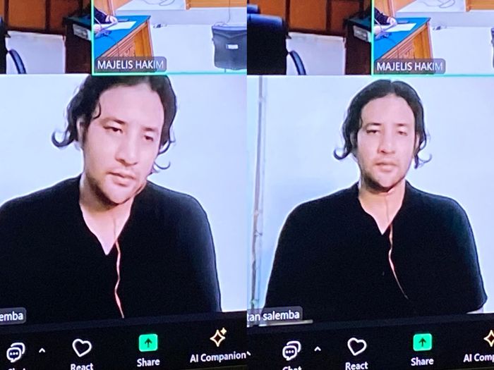 Ammar Zoni sudah tak brewokan saat hadir secara virtual di sidang lanjutan kasus narkoba di Pengadilan Negeri Jakarta Barat, Selasa (30/7/2024).