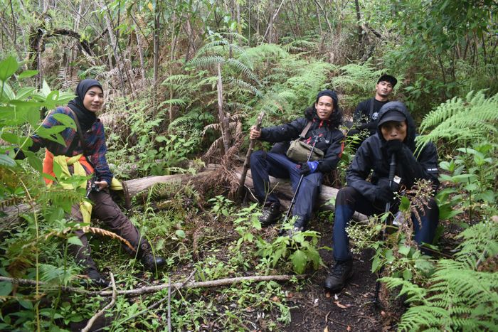 Tim Tambora Expedition dalam perjalanan mendaki Gunung Tambora.