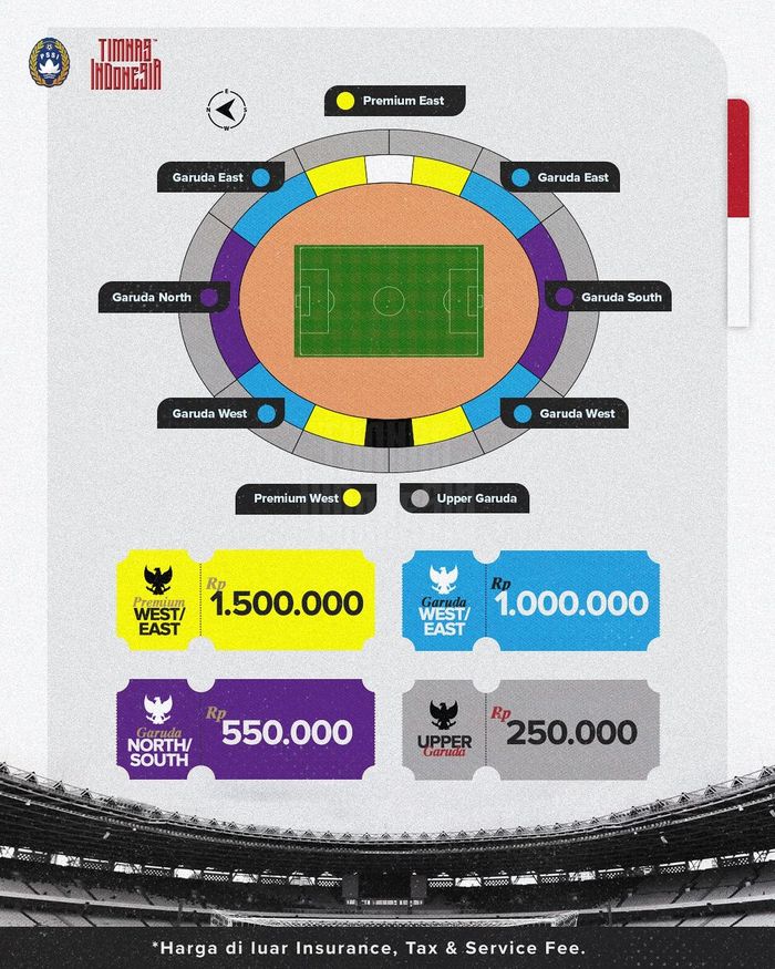 Daftar harga tiket Timnas Indonesia vs Australia