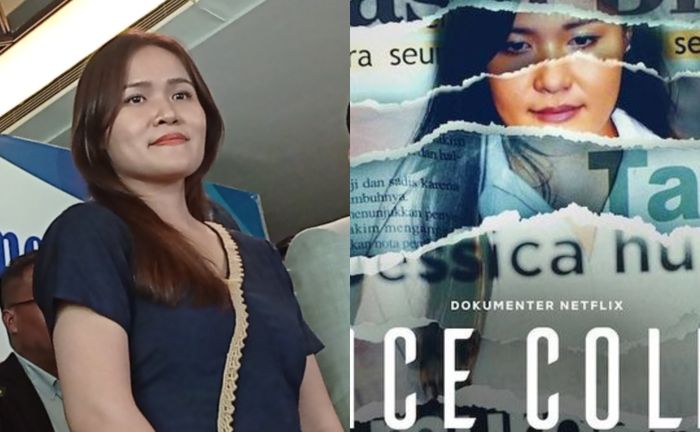Kolase foto Jessica Wongso dan Poster Film Netflix Ice Cold