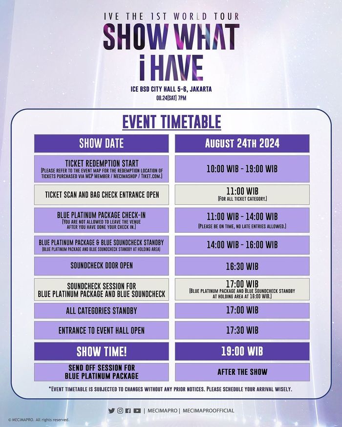 Rundown konser IVE di Jakarta pada Sabtu (24/8/2024) di ICE BSD, Tangerang