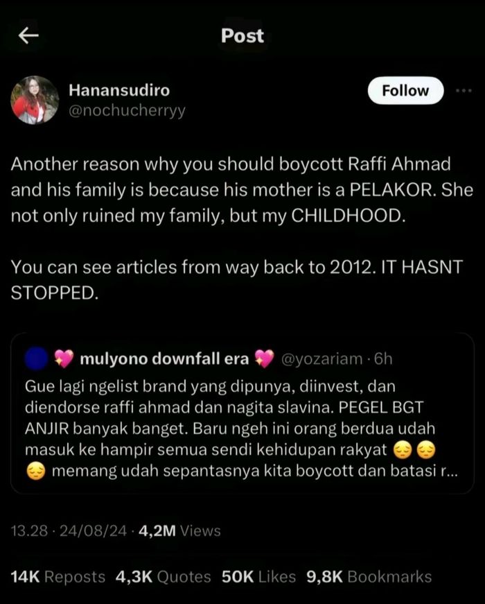Seorang wanita menuduh Amy Qanita pelakor dalam rumah tangga orangtuanya