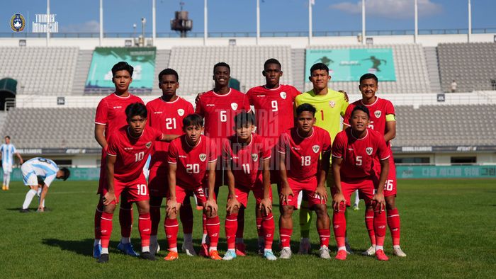 Skuad Timnas U-20 Indonesia saat jumpa Argentina di Seoul On Earth Us 2024