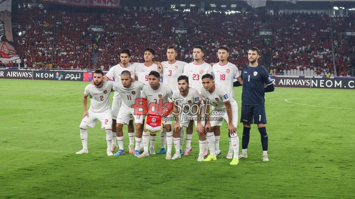 Skuad timnas Indonesia (skuat timnas Indonesia) sedang berfoto bersama di Stadion Utama Gelora Bung Karno, Senayan, Jakarta, Selasa (10/9/2024).